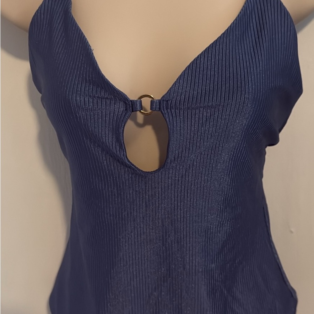 Aerie NWT Medium Long Navy One-Piece with Ring Detail